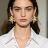 Spring and Summer New Golden Three-dimensional Petal Temperament Sunflower Flower-shaped Button Accessories Earrings
