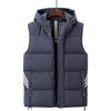Men's Winter Washed Cotton Vest Large Size Slim Fit Hooded Vest Youth Three Stripes Versatile Sleeveless Jacket