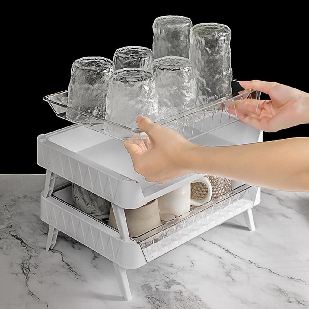 Mug Drying Rack Storage Organizer Tray for Cabinet Kitchen Countertop