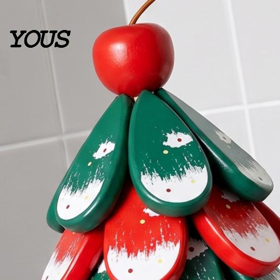 Rustic Dining Table Pad Christmas Tree Wooden Trivets, Durable Pine Wood Potholders with Storage Stand, Decorative Holiday Tray Heat Resistant