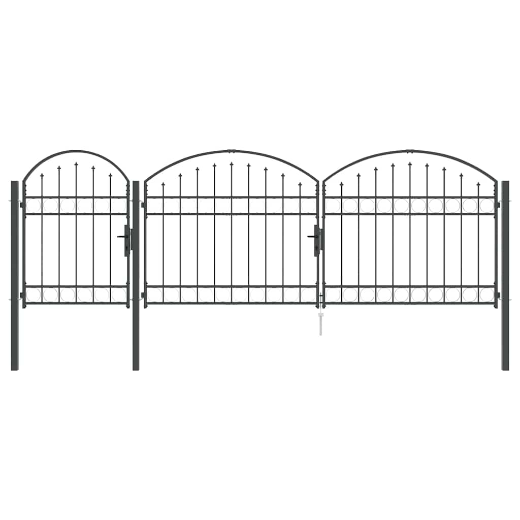 Garden Gate with Arched Top Assen Gray 4 X 1.25 M Steel