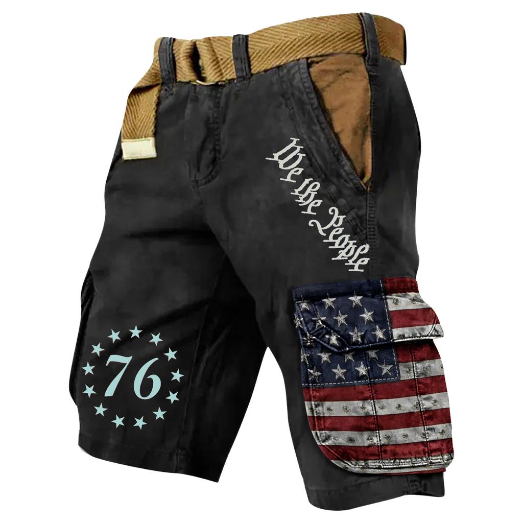 Men's Summer Printed Outdoor Shorts Men's Loose Multi-Pocket Shorts