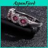 Elegant Ruby Right Hand Ring With Silver Eternal Bridal Wedding Band