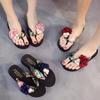 Korean Style Women's Summer Parent-Child Flower Wedge Flip-Flops: Non-Slip Thick Sole Beach Sandals for Outdoor Wear