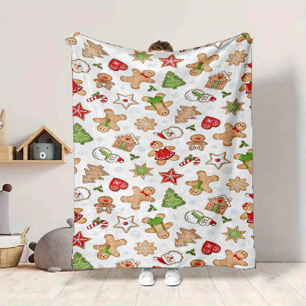 1Pc Christmas Holiday Icons Set Blanket Soft And Comfortable Casual Warm Camping Travel Christmas Halloween Gift M91740