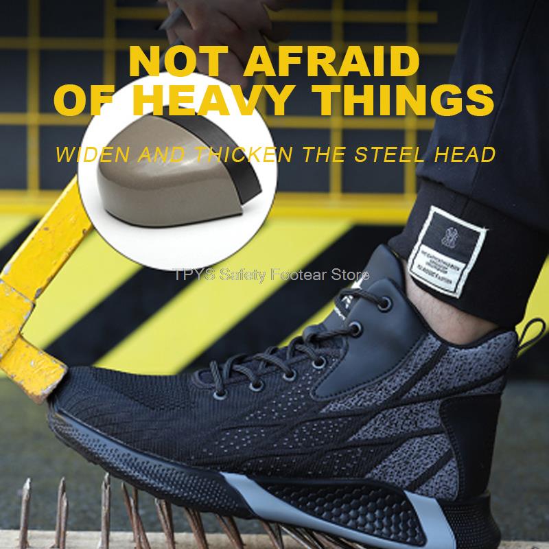 Man Safety Boots High Top Safety Shoes Men Women Steel Toe Work Shoes Men Anti-smash Indestructible Construction Boots Winter