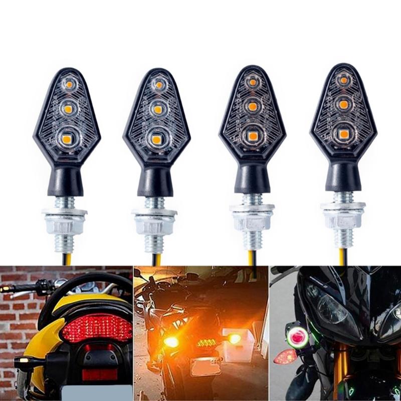 Motorcycle LED Blinkers Signal Lamps with 25cm Wiring, Easy Installation, 30000 Hours Lifespans, for ATVs and Motorbikes