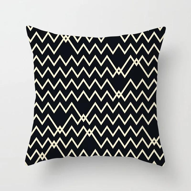 Office Living Room Home Pillowcase Car Ornaments Geometric Black and White Pattern Pillowcase