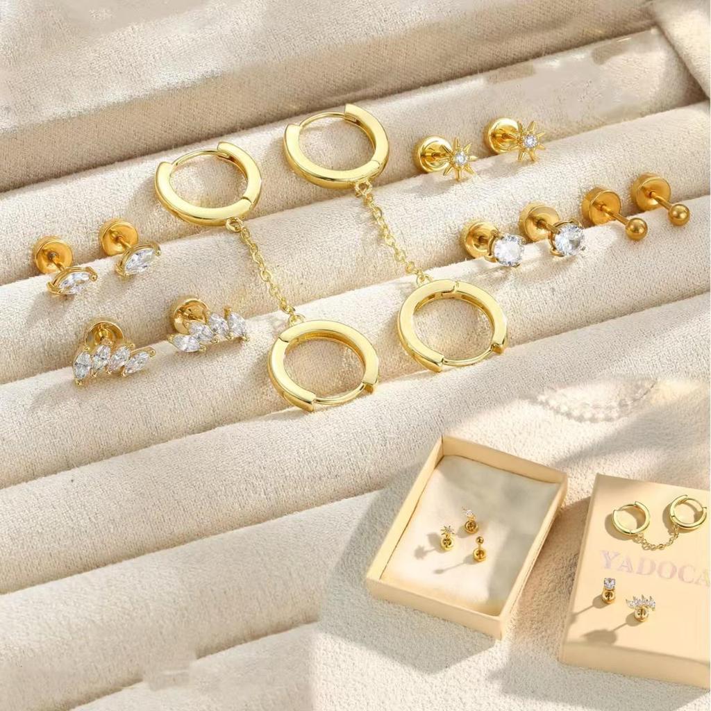 Trendy Gold Ear Cuff Set: Simple & Personalized Pendant Earrings for Women - Perfect for Parties & Travel