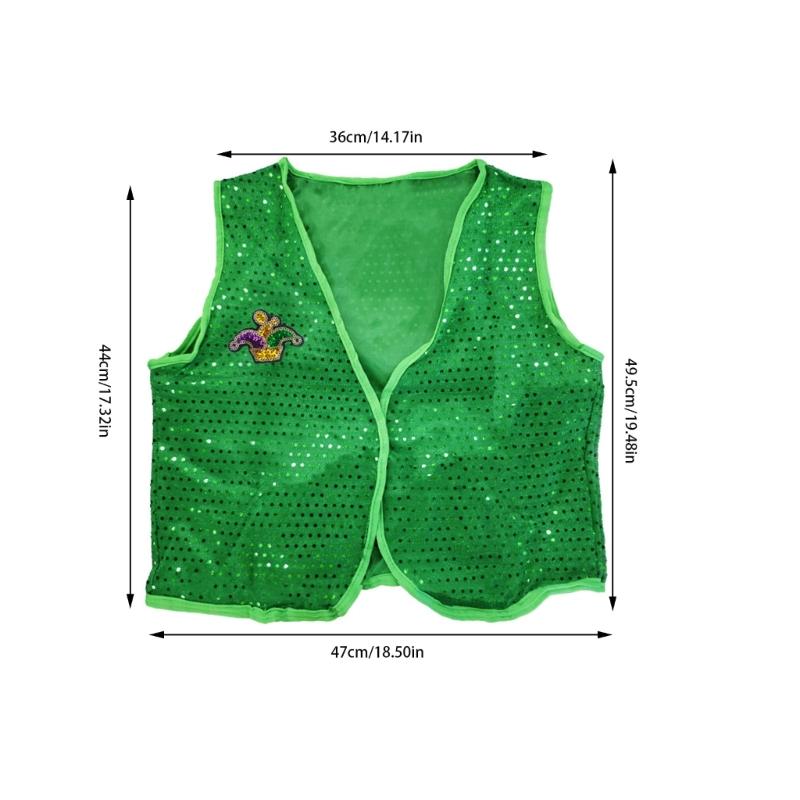 Sparkling Irish Green Sequined Vest for Cospaly Party Nights Festival Celebrations and Role Play Costume Perfection
