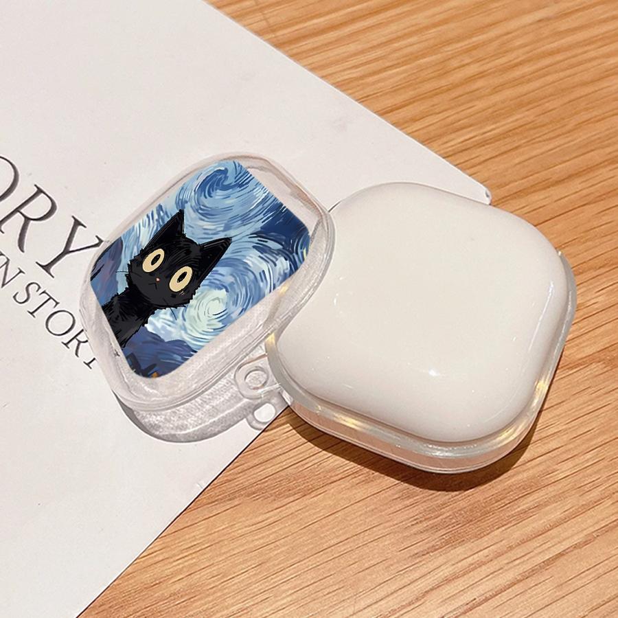 Clear Earphone Cases Cover With Hook Case For Samsung Galaxy Buds 2 4 Pro Live 2Pro 4Pro 3Pro 3 FE Cartoon Cat