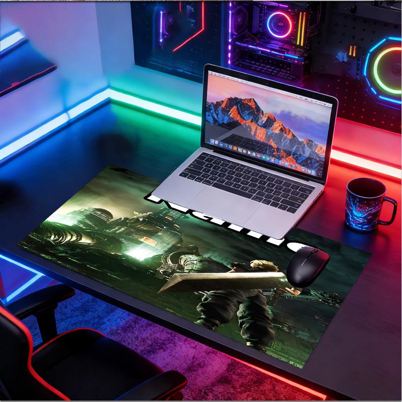 Custom Name Personalized Final Fantasy Pattern Mousepad, Laptop PC Desk Mat, Decorative Desk Mat for Home Keyboard Pad Gift