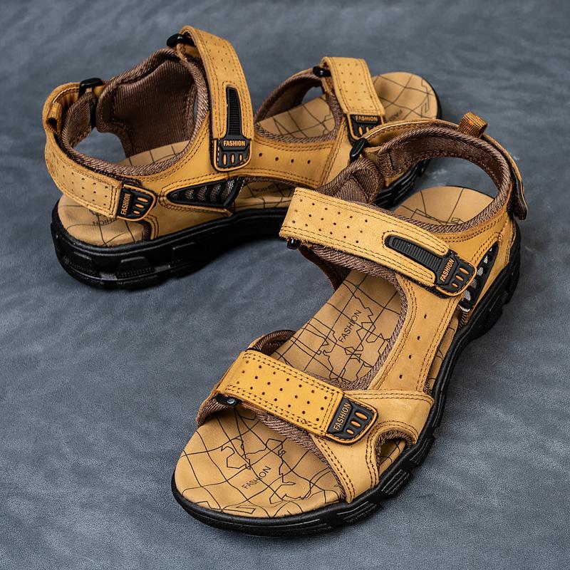 Fashion Classic Mens Sandals Summer Genuine Leather Sandals Men Outdoor Casual Lightweight Sandal Fashion Men Sneakers Size 38-47