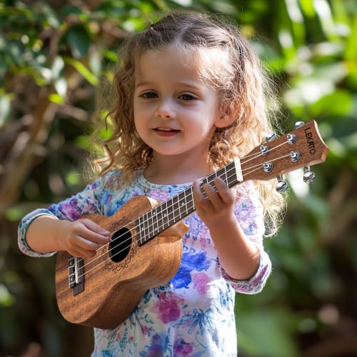 LEKATO 21-inch Soprano Ukulele Starter Kit for Beginners, Sapele Professional Hawaiian Guitar, for Adults and Kids, Includes Gig Bag, Strap, Strings,