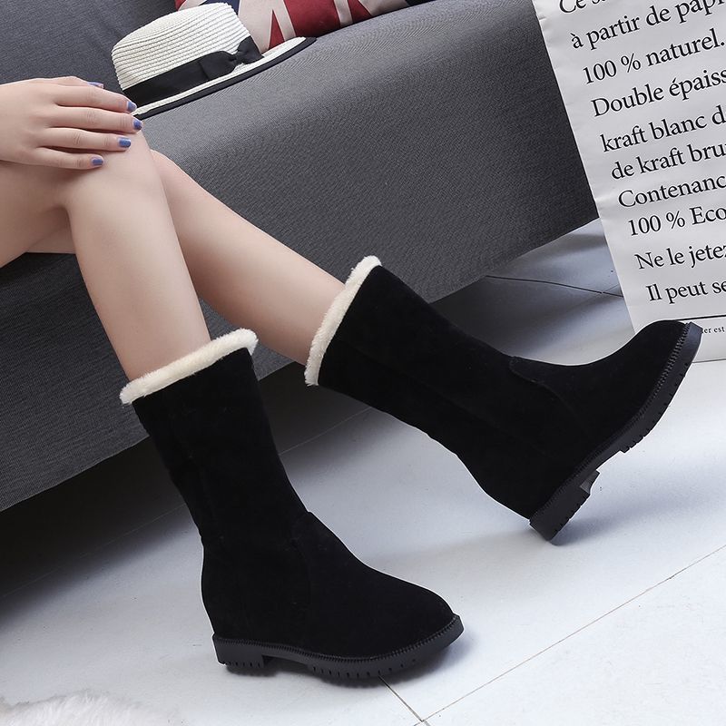 Fashion Winter Round Toe Mid Calf Women's Snow Boots Plush Designer Luxury Boot Chic and Elegant Padded Comfortable Fashion Ladies Shoes