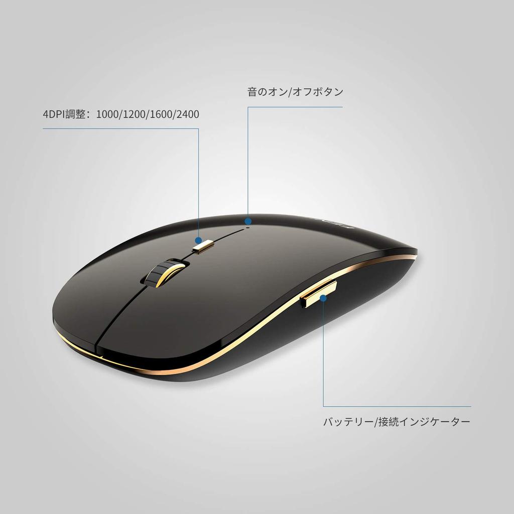 FENIFOX Wireless Silent Optical Mouse for and Macs Black Mouse, Quiet, Compact, Slim, Portable, Ergonomic, Laptops, Computers, PCs, -