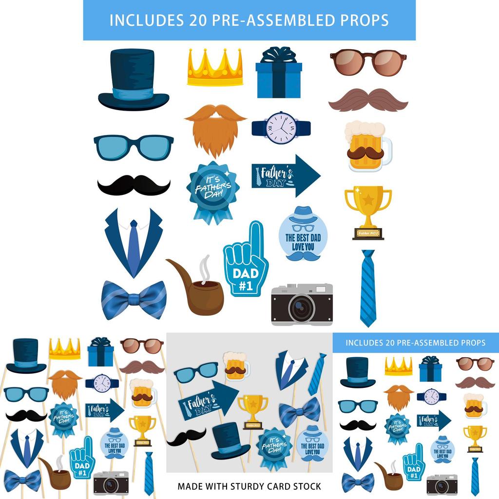 Fathers Day Photo Prop Party Decor With Paper Materials For Themed Celebrations