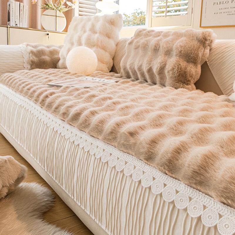 Modern Plush Sofa Cover Cushion Winter Warm Non-slip Slipcover Home Decor Couch Cover Sofa Towel Living Room Thicken Sofa Cover