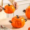 Cute Pumpkin Binaural Bowl With Lid Creative Ceramic Stew Cup Household Children'S Rice Bowl High Value Breakfast Pudding Small Bowl