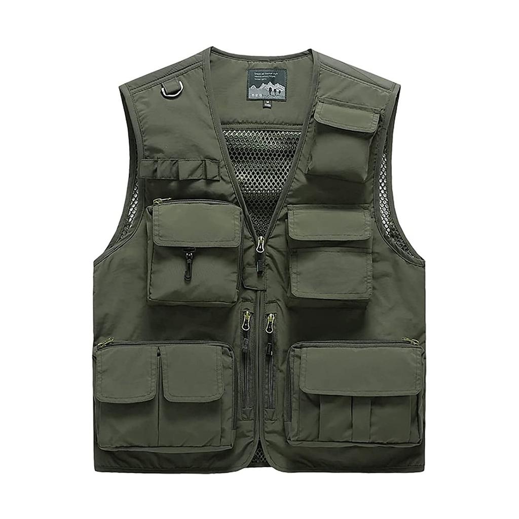 M's Life Outdoor Multifunctional Vest for Fishing, Photography, and Men's and Women's Breathable and Quick-Drying Jacket (Army Green, XL)