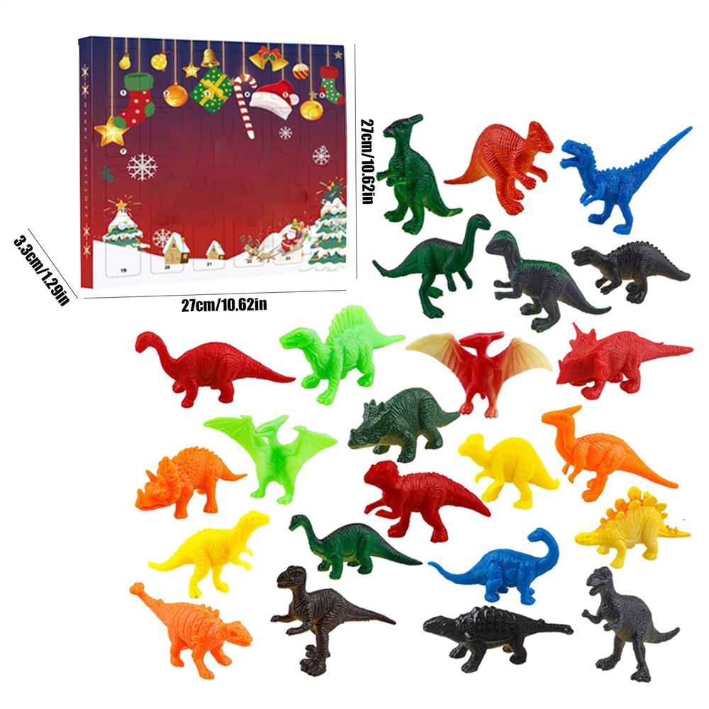 

Рождественский мультяшный динозавр Адвент-календарь 24 шт. Милый динозавр Рождественская подарочная коробка Мини-фигурка дракона Украшение Рождественский подарок M