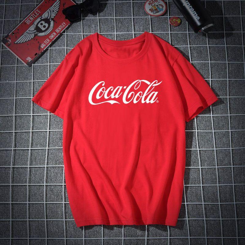 Reine Baumwolle Coca-Cola gemeinsame Geden-Kurzarm-T-Shirt Jugend Hong Kong Stil Marke ins Große Größe Männer und Frauen Paare vielseitig