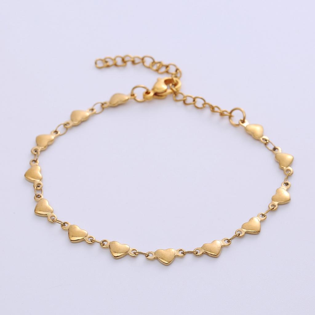 Fashion Stainless Steel Peach Heart Heart-shaped Chain Bracelets for Women Cross Personalized Extension Chain Adjustable Jewelry