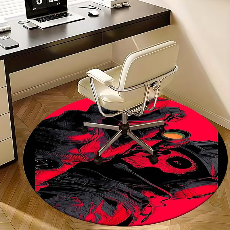 1.Call of Duty: Ghosts Chair mat Round Rug-Office carpet, Machine Washable, Non-slip, Suitable for Living Rooms, Bedrooms