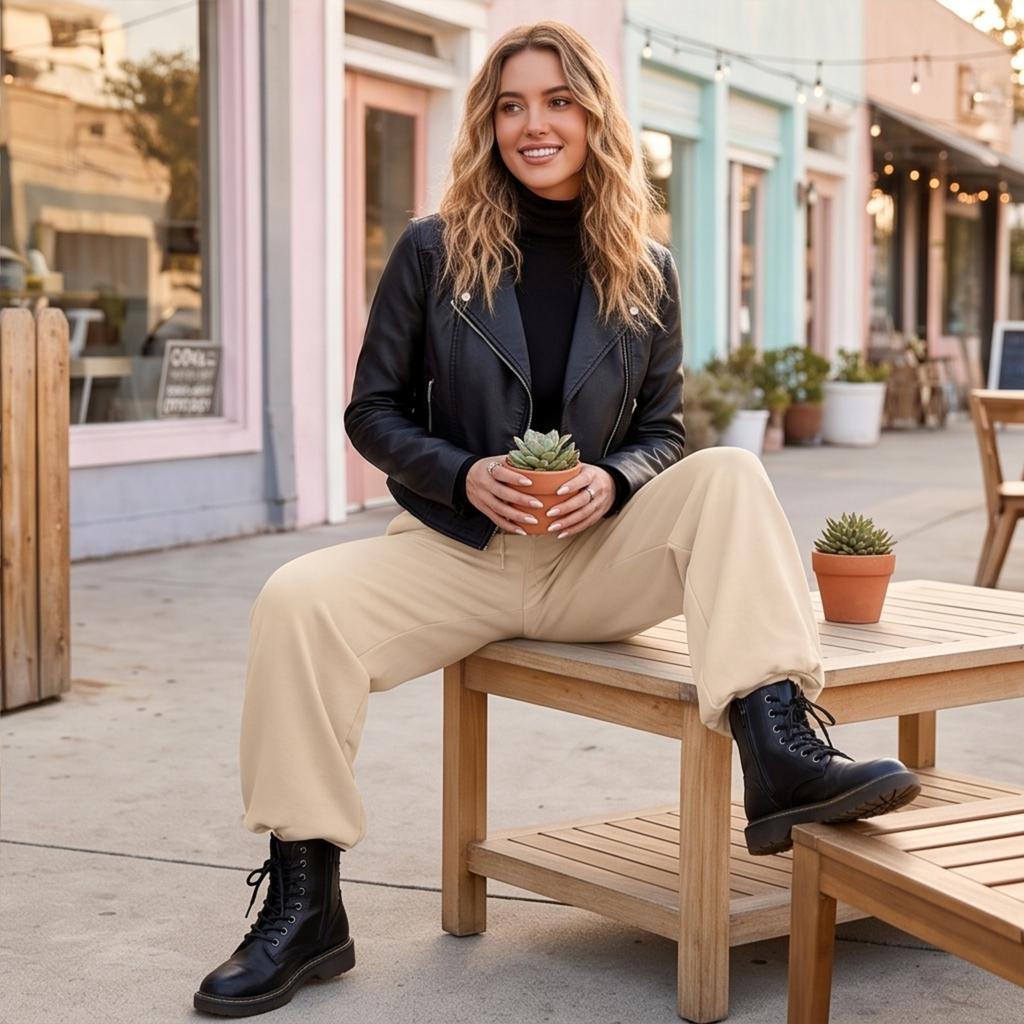 Pantaloni della tuta larghi da donna a gamba larga con coulisse per l'uso casual di tutti i giorni
