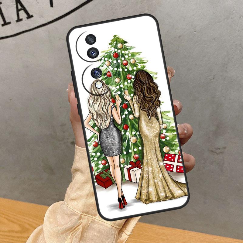 Fashion Girl Merry Christmas Case For Honor Magic 7 Pro 5 6 Lite Cover For Honor 90 70 50 400 200 X9 X8a X8b X9a X9b X9c