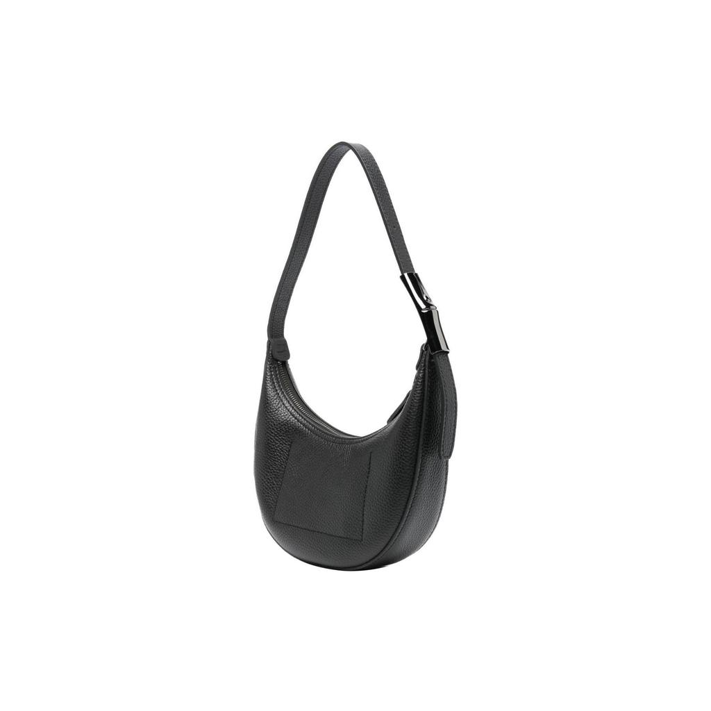 Longchamp Le Roseau Essential 21 Embossed Logo Zipper Closure Leather Half Moon Handheld Shoulder Bag Small Women Handbags Black 10217968001