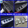 Matte / Carbon Fiber Look Car Door Handle Window Lift Switch Button Panel Cover Trim Accessories For Mazda CX-3 CX3 2015 -