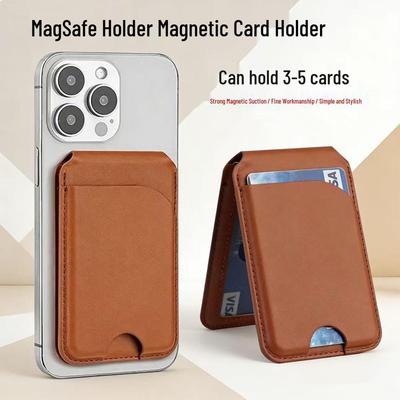 MagSafe Leather Magnetic Card Holder for iPhone 12-17, Universal Multi-Functional Apple 16 Flip Case