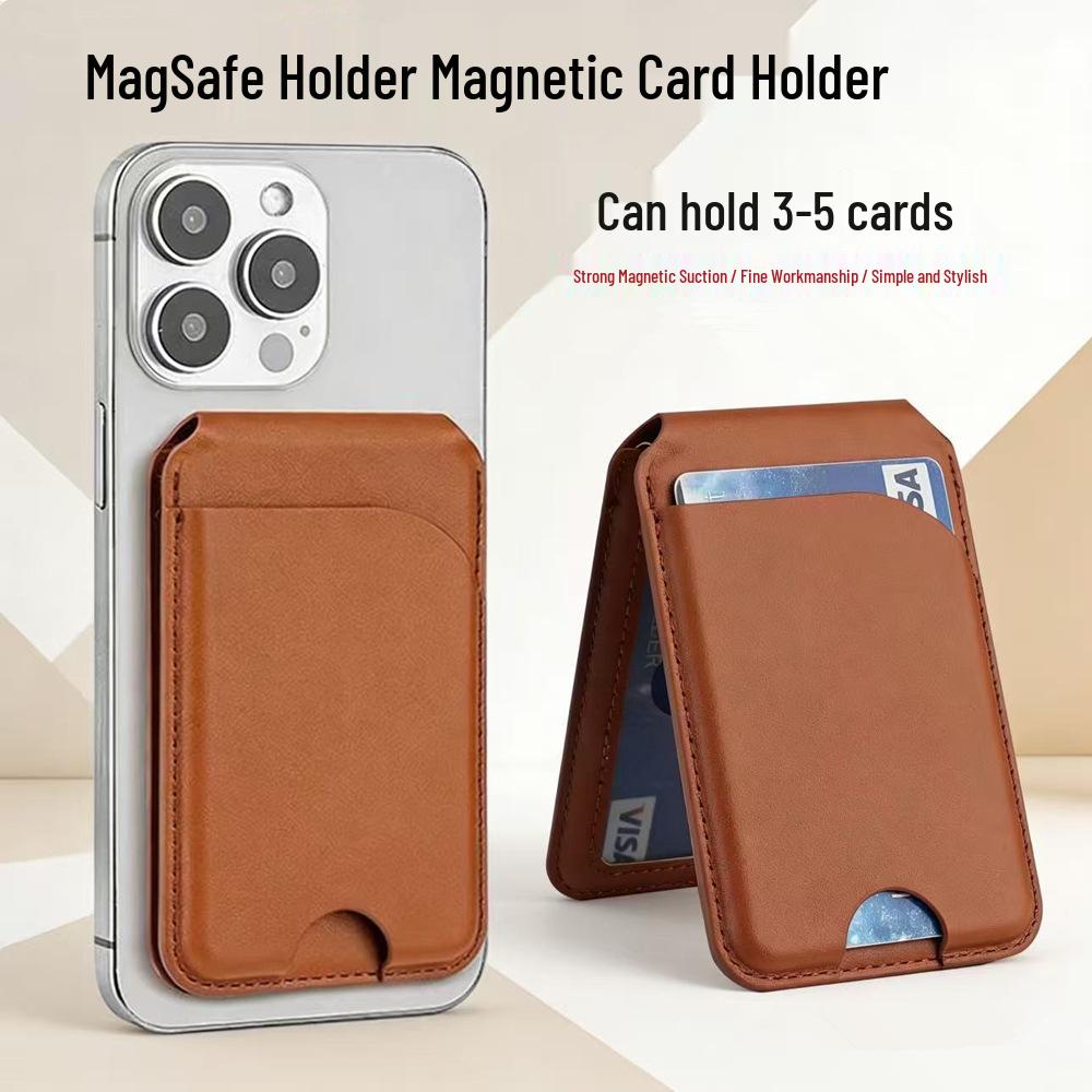 Portacarte Magnetico in Pelle MagSafe per iPhone 12-17, Custodia Flip Universale Multifunzione Apple 16