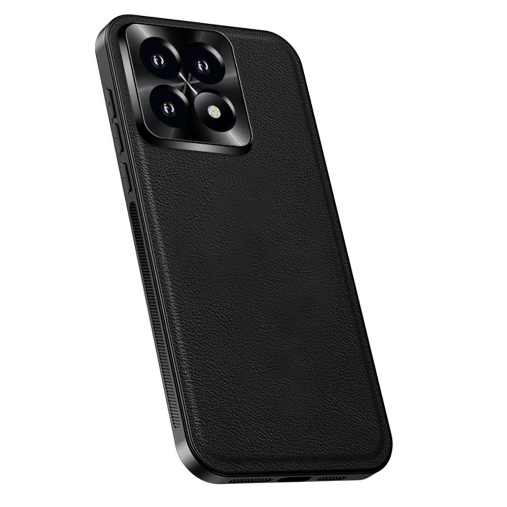 Pro pouzdro Xiaomi 14T Pro PU+TPU+PC Kryt zadní strany telefonu s kovovým rámečkem objektivu