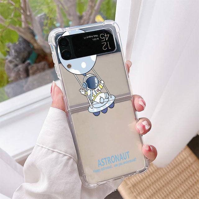Astronauta przestrzeń księżyc przezroczyste etui Funda do Samsung Galaxy Z Flip 4 Z Flip 3 5g odporny na wstrząsy do Samsung Zflip 4 3 obudowa