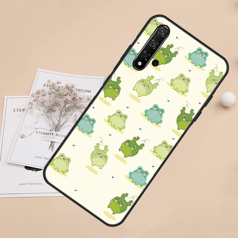 Cute Green Frog For Huawei Nova Y91 Y61 Y60 Y70 Y72 Y73 Y90 9 10 SE 7i 8i 11i 12i P30 P40 Lite P60 Pro Case