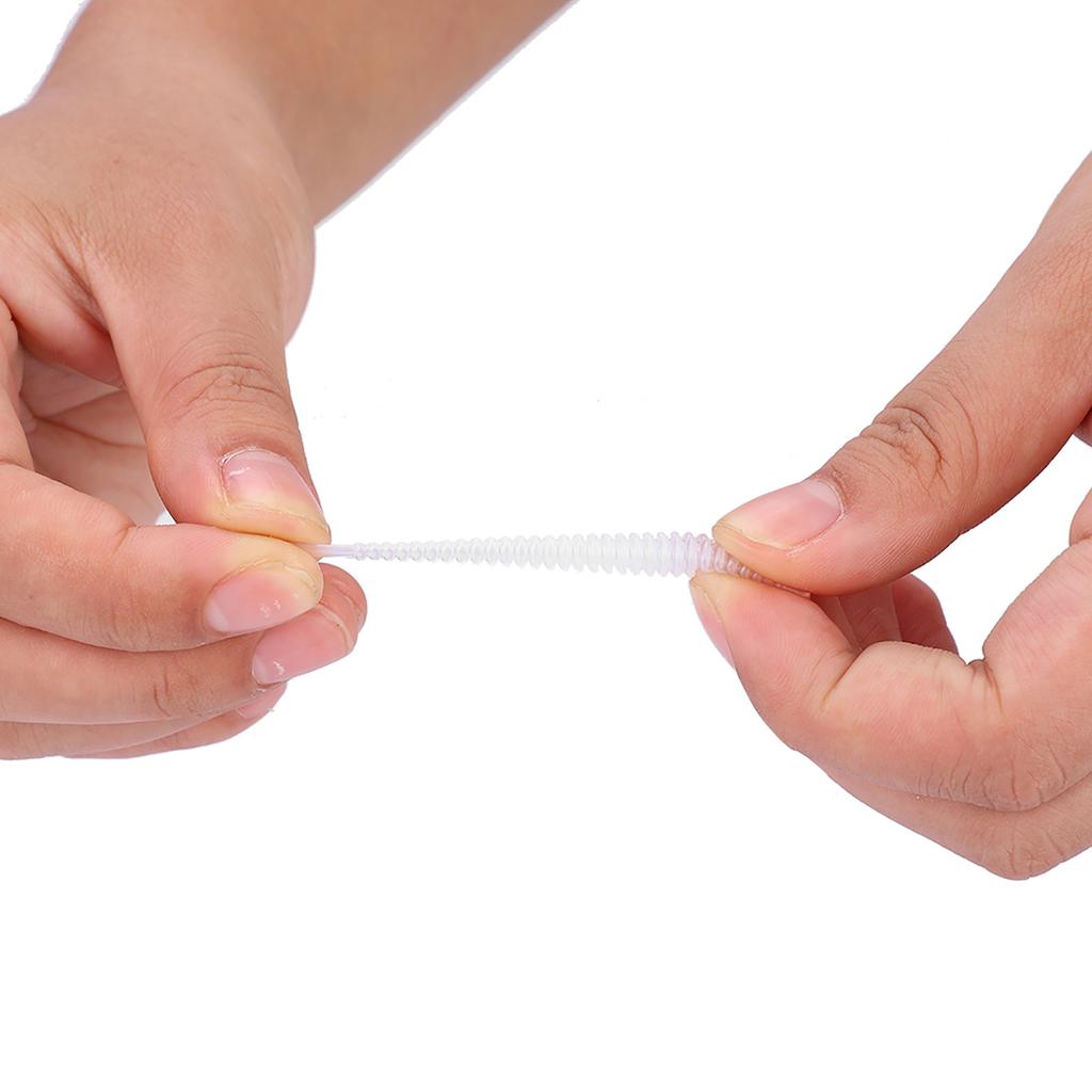 50PCS 5cm Soft Plastic Fishing Lures T tail Grub Worm Baits Fish Tackle Accessory Pearl White
