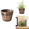 Carbonized Wooden Garden Succulent Plants Flower Pots Outdoor Flower Bucket Home Decor Round Retro Succulent Flower Pot Holder