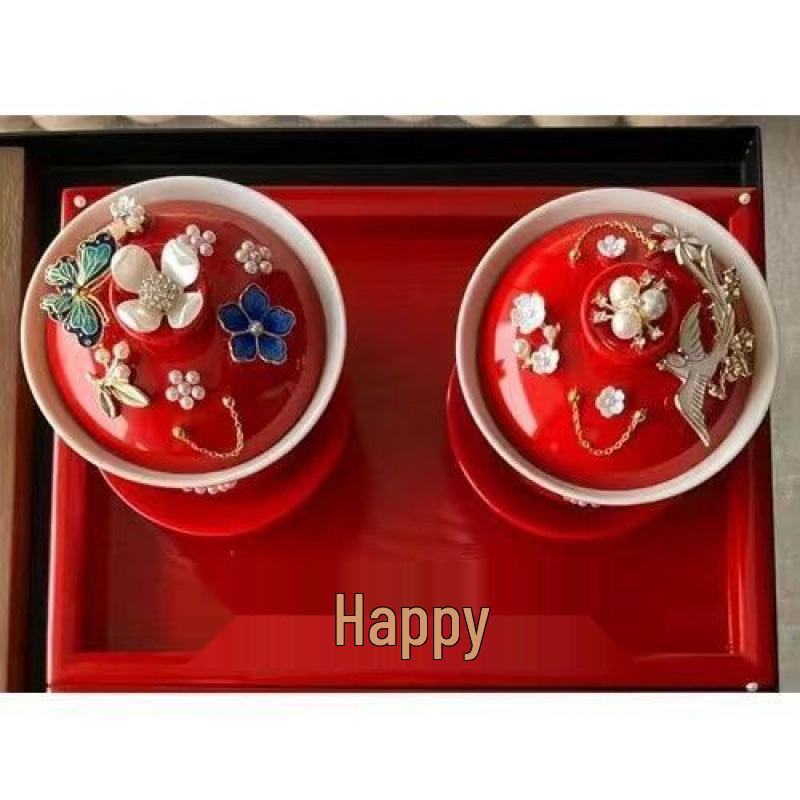 Tying the Knot Ceramic Wedding Tea Cups with Lids - DIY Handmade Decoration