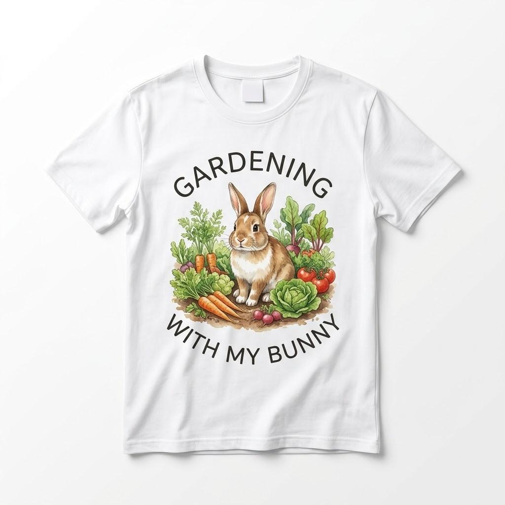 Gardening With My Bunny Shirt Cute Rabbit Garden Lover T-Shirt Bunny Mom Gift XXXXL