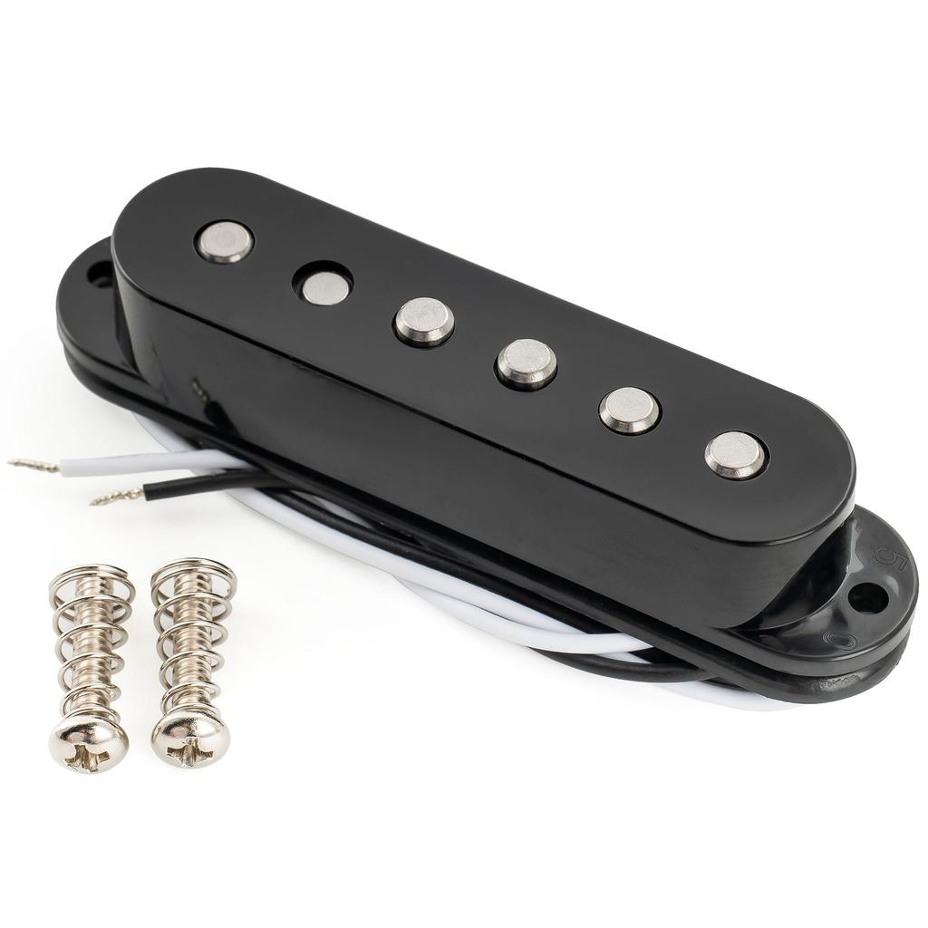 Musiclily Pro Staggered Alnico 5 Single Coil Neck for Strat Electric Black ST-60SE Pickup, Pickup, Guitar,