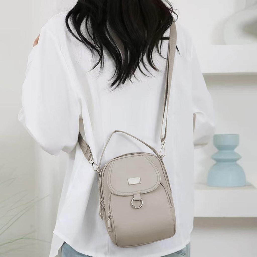 1PC Lady Casual Messenger Bag  Solid Color Multi-function Purse Multi-layer Lightweight Oxford Handbag  Suitable for Going Out