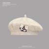 Japanese Cute Cat Knitted Beret Female Artistic Retro All Match Show Face Little Cloud Painter Hat Octagonal Hat