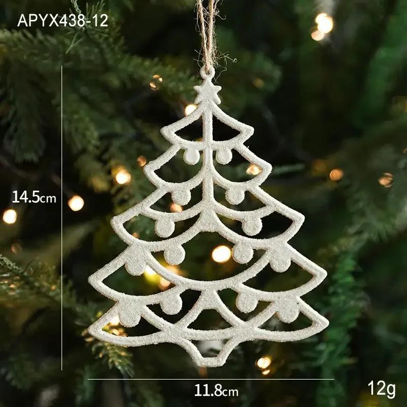 Weiße Plastik-Weihnachtsornamente Glitzerndes Reh Stern Glocke Weihnachtsbaumschmuck Hängende Anhänger für Zuhause Weihnachtsdeko