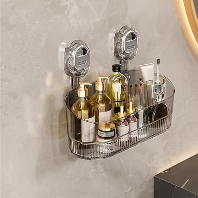Powerful Suction Cup Storage Rack Sturdy Plastic Suction Shelf Storage Rack For Bathrooms Kitchens And Bedrooms