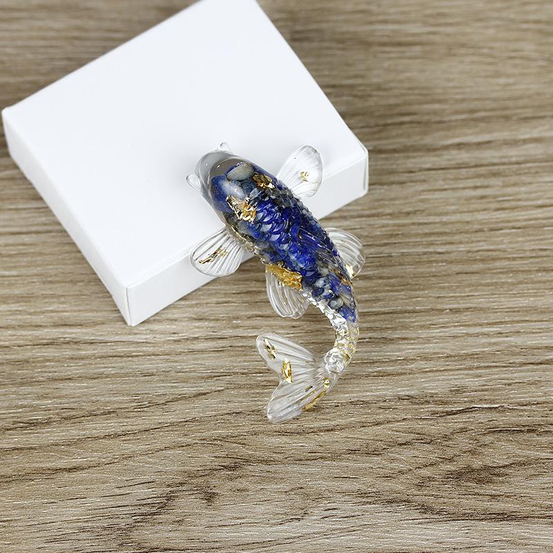 Fish Statue Natural Stone Healing Crystal Carved Animal Figurine Room Decor Reiki Mineral Gemstone Aquarium Decoration Gift