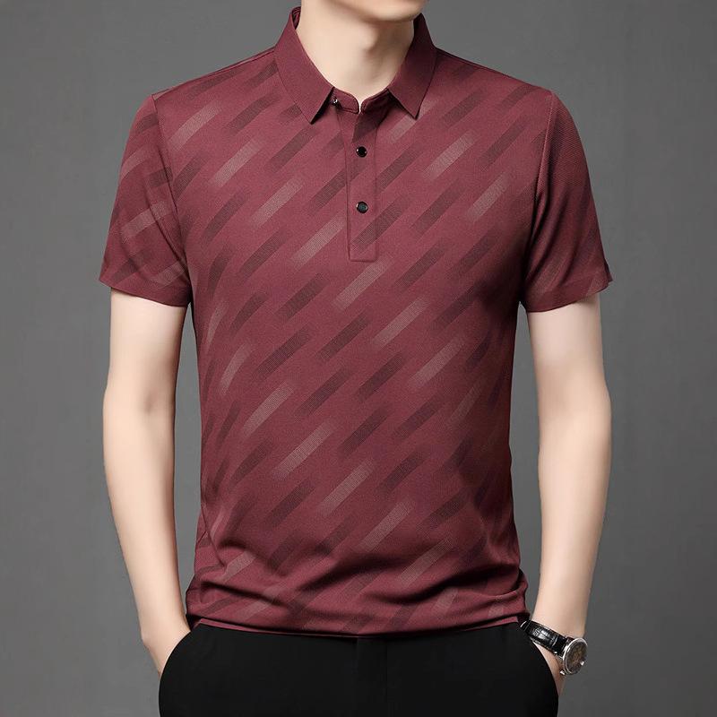 Men's Business Casual Short Sleeved Printed Polo Shirt Fashionable Breathable Comfortable and Versatile Top