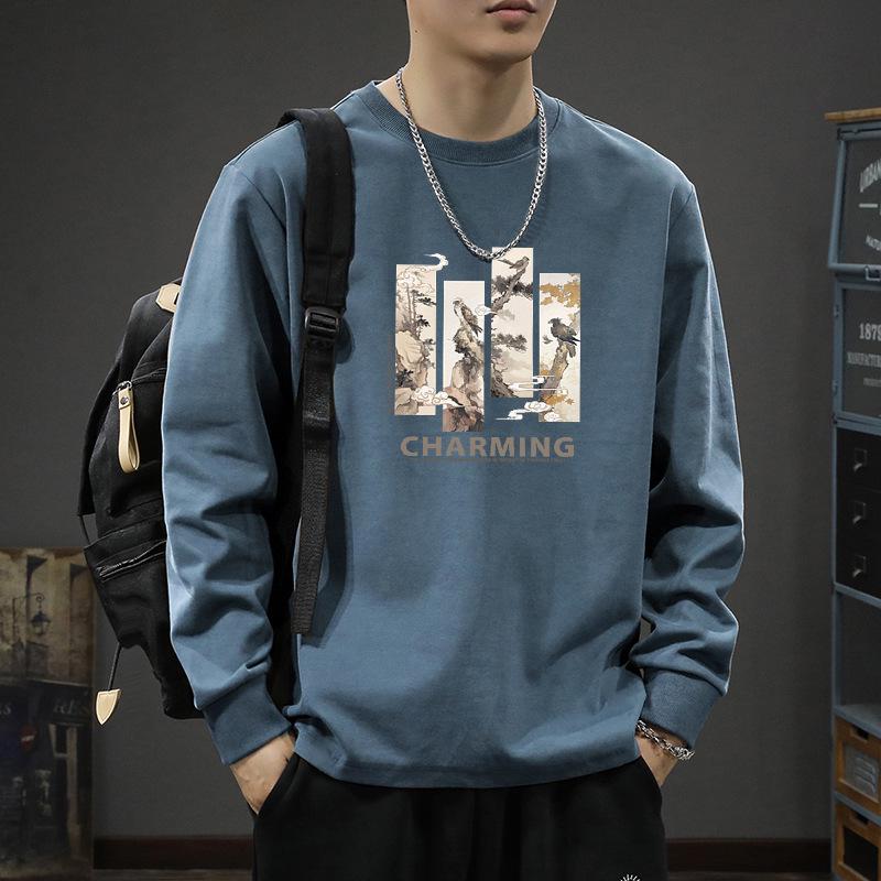 

Men s Retro Solid Heavyweight Long Sleeve Cotton Tee XL (for 140-170 lbs)