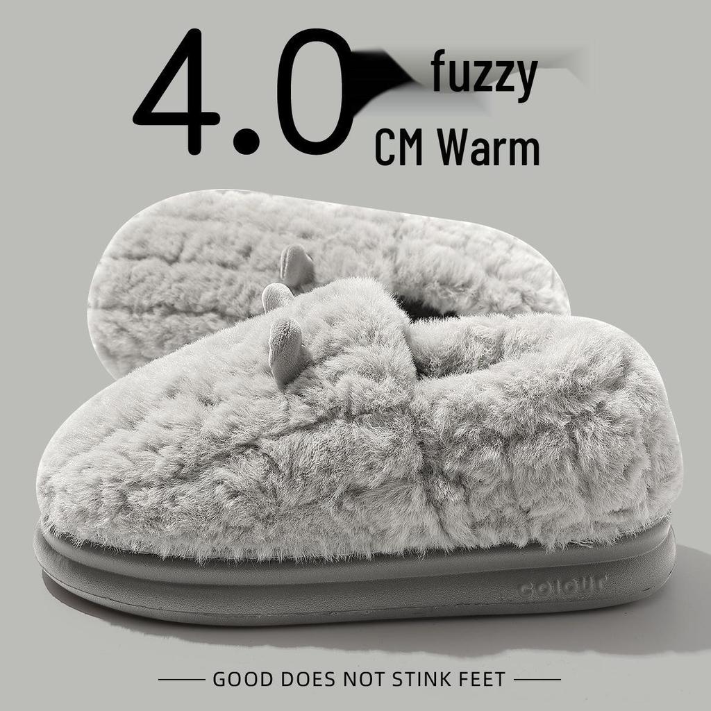 Damskie antypoślizgowe pluszowe bawełniane kapcie - z zakrytym piętem do noszenia wewnątrz/na zewnątrz, ciepłe buty poporodowe na jesień i zimę 2025.